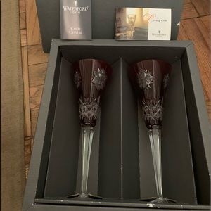 2003 Waterford Crystal set of 2 Red Snowflake